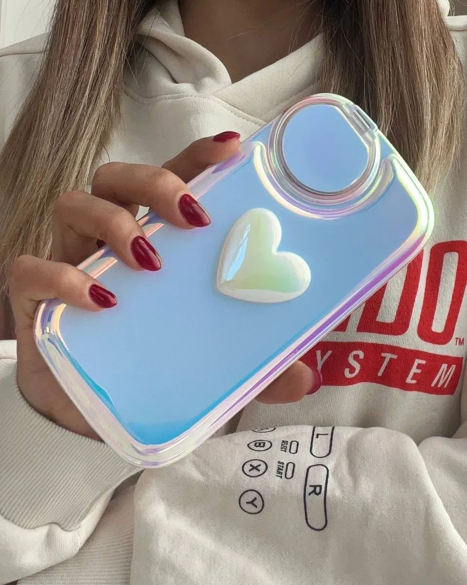 Laser Holographic Puff Flip Mirror Case