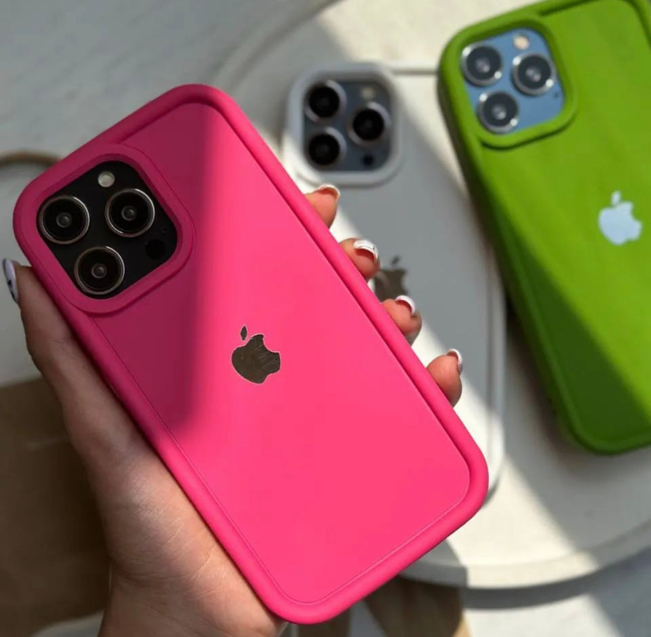 New Silver Apple Logo Silicone Coloured Solid Case! π