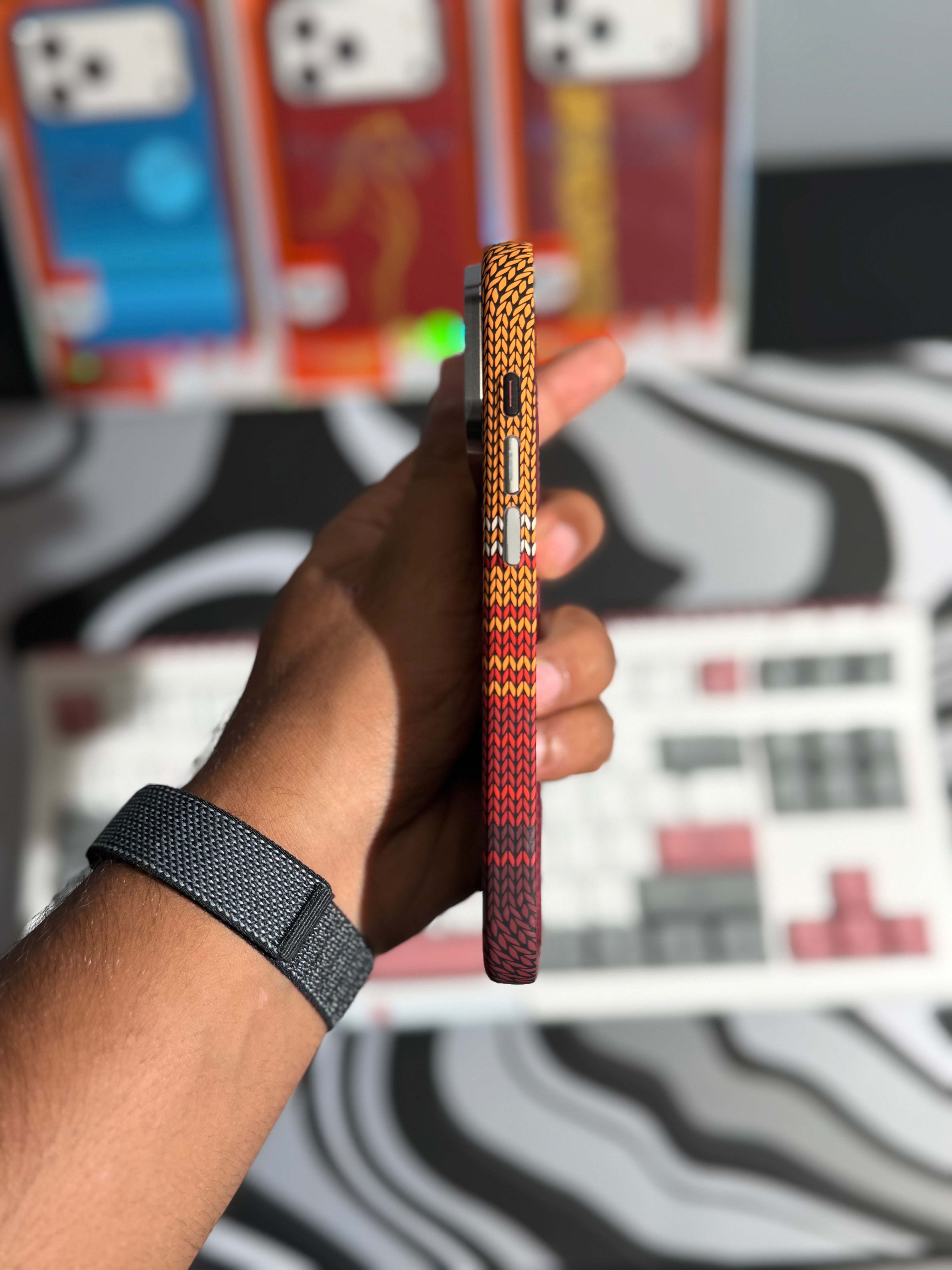 Free Air Red Maroon Waves Carbon Case