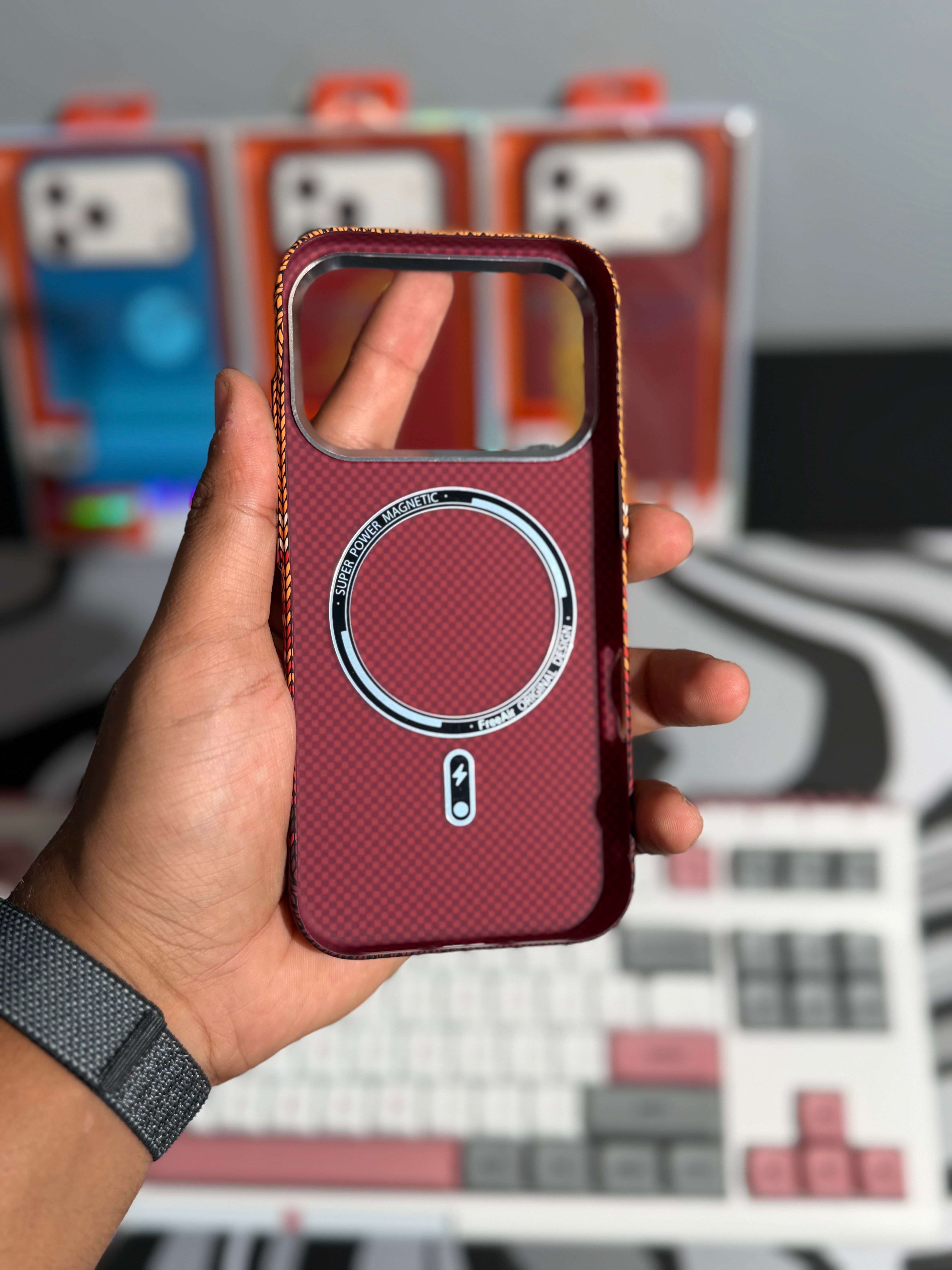 Free Air Red Maroon Waves Carbon Case