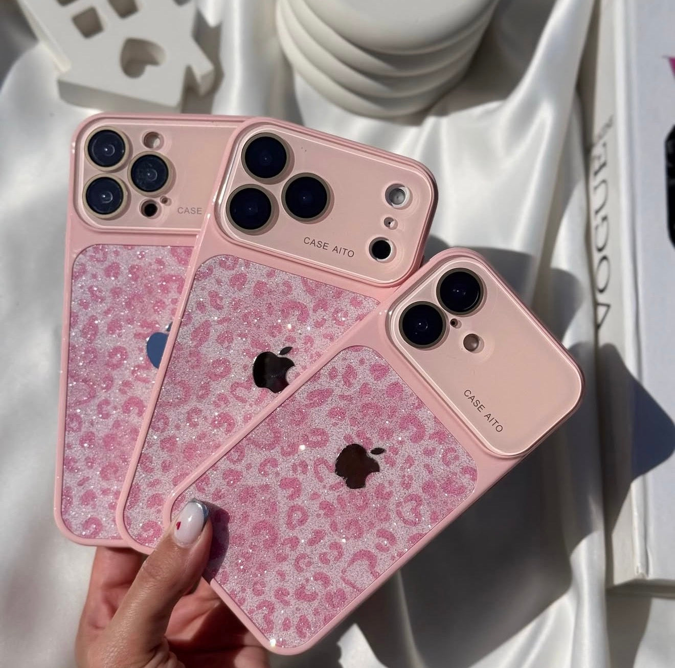 Pink Cute Cheetah Glitter Case