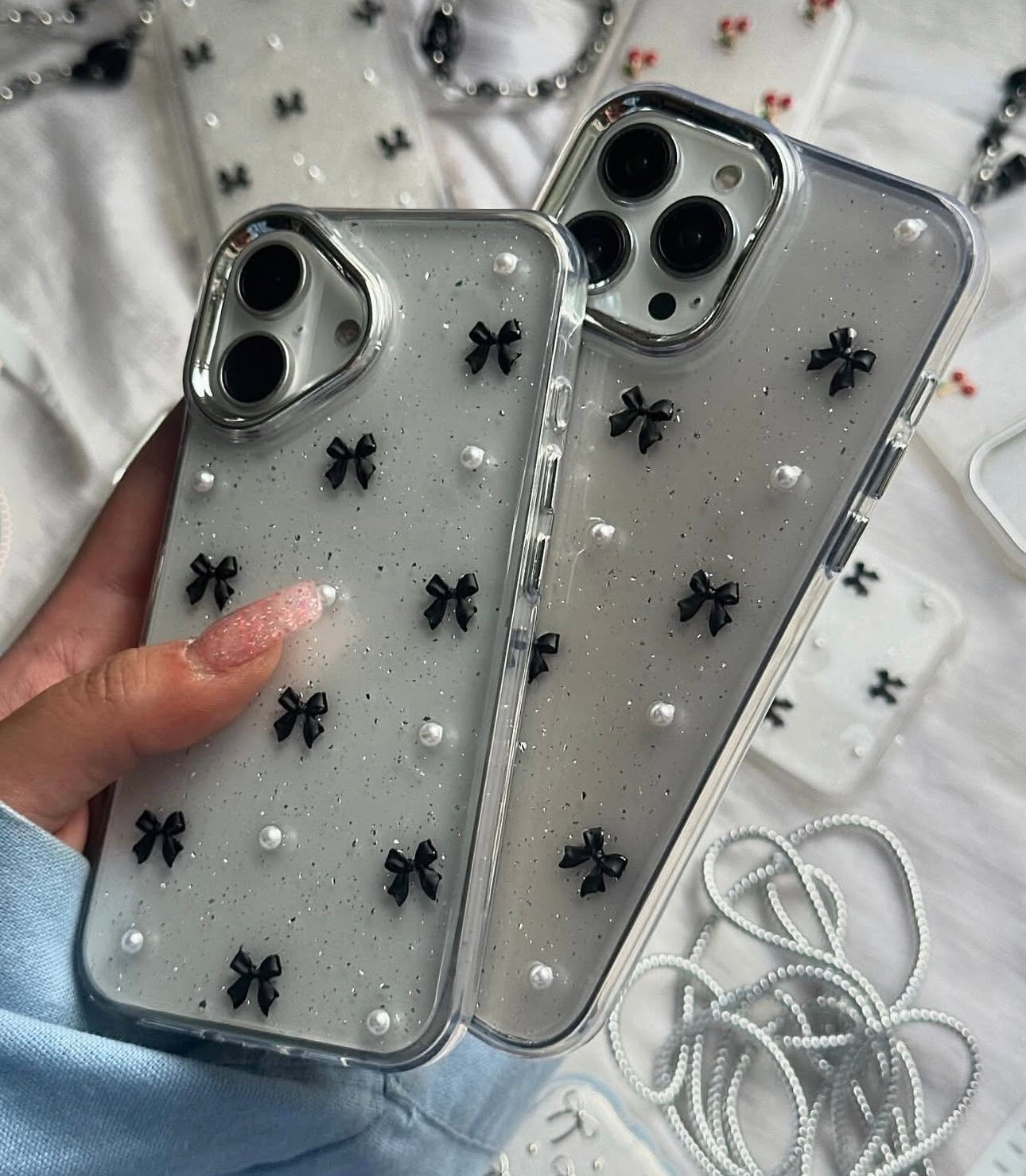 New Koreon Bow Transparent Shimmery Case! 🎀✨