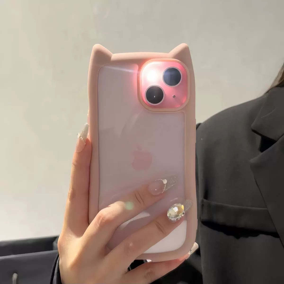 New Bunny Mirror Ear Clear Transparent Case! 🖤💗