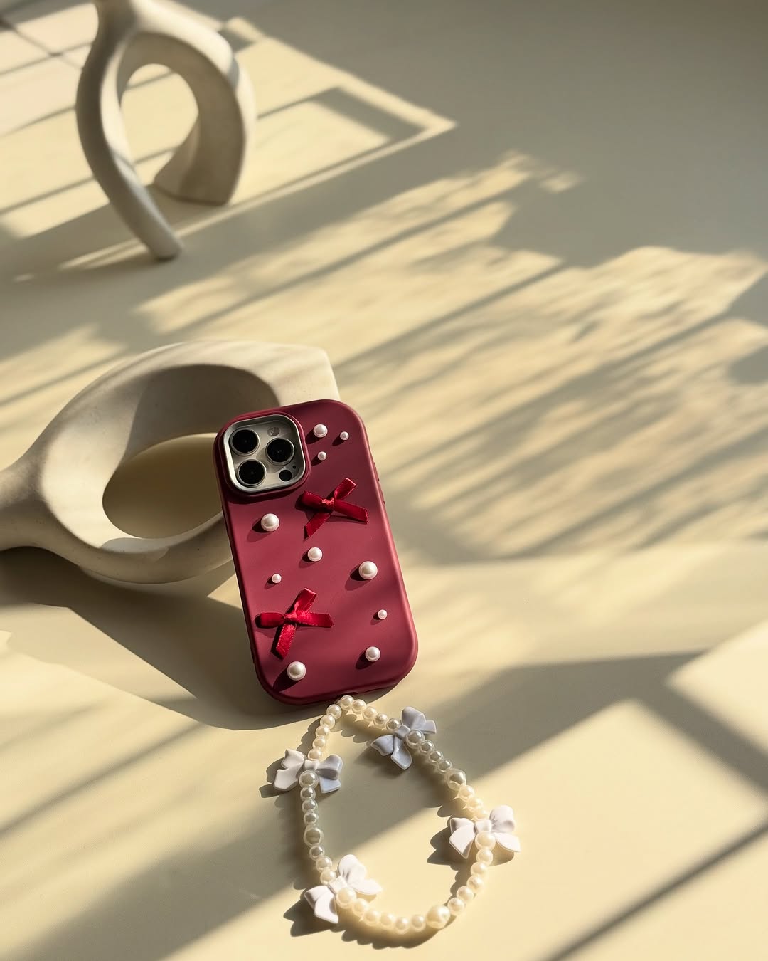 Introducing New Luxury Chrome Beads Bow Silicone Case! 🎀🤍