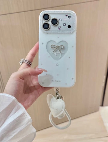 New white heart bow case❤