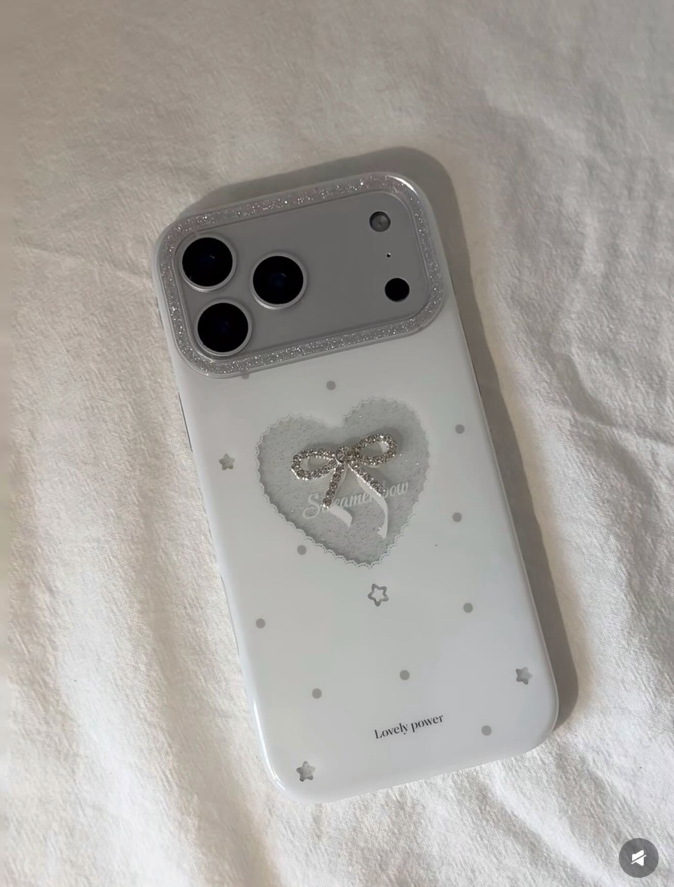 New white heart bow case❤