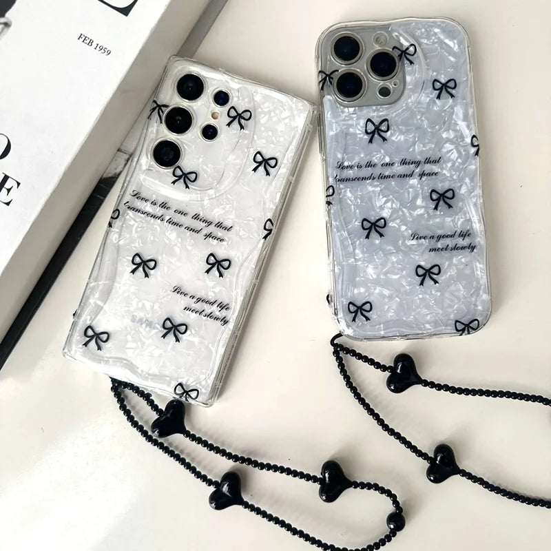 New Black Bow Case with Charm